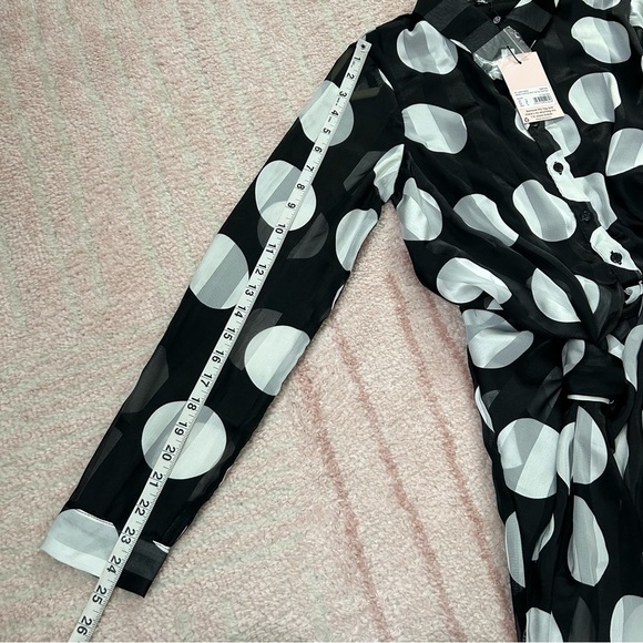 NWT Missguided Black and White Polka Dot Stripe Romper Playsuit Chiffon Size 6 - Picture 11 of 15